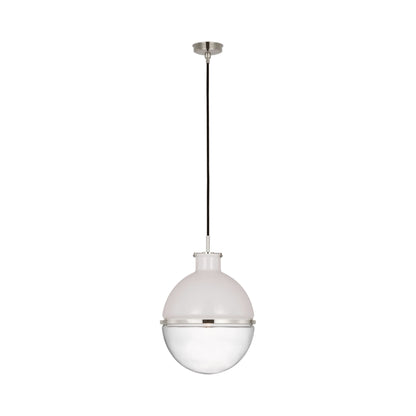 Maxey Pendant Light in Polished Nickel (White Glass/Clear Glass).
