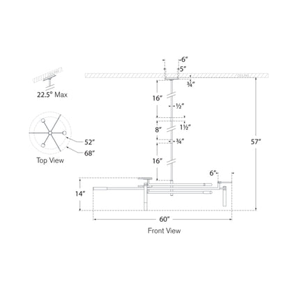 Melange Floating Disc LED Chandelier - line drawing.