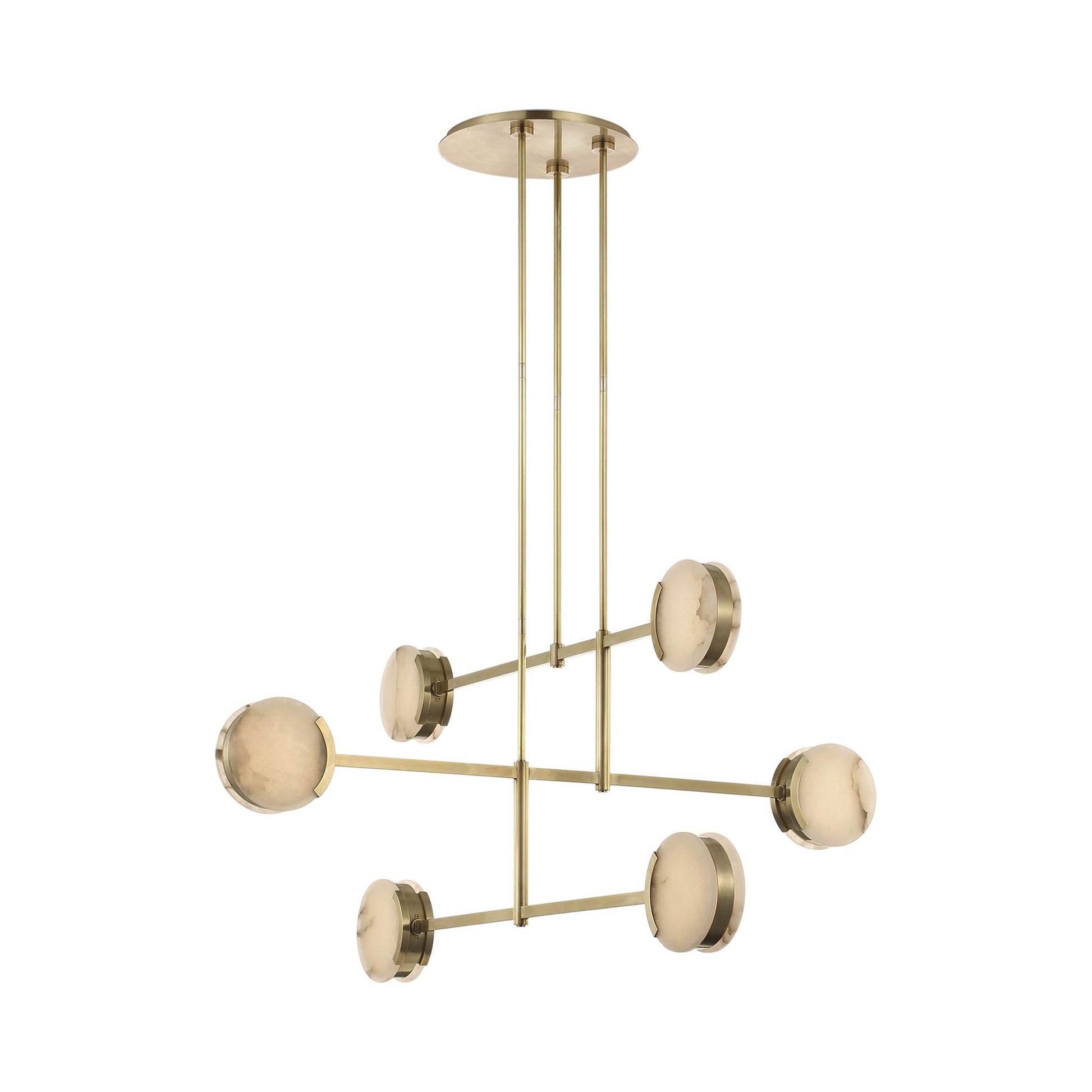 Melange LED Chandelier in Antique-Burnished Brass.