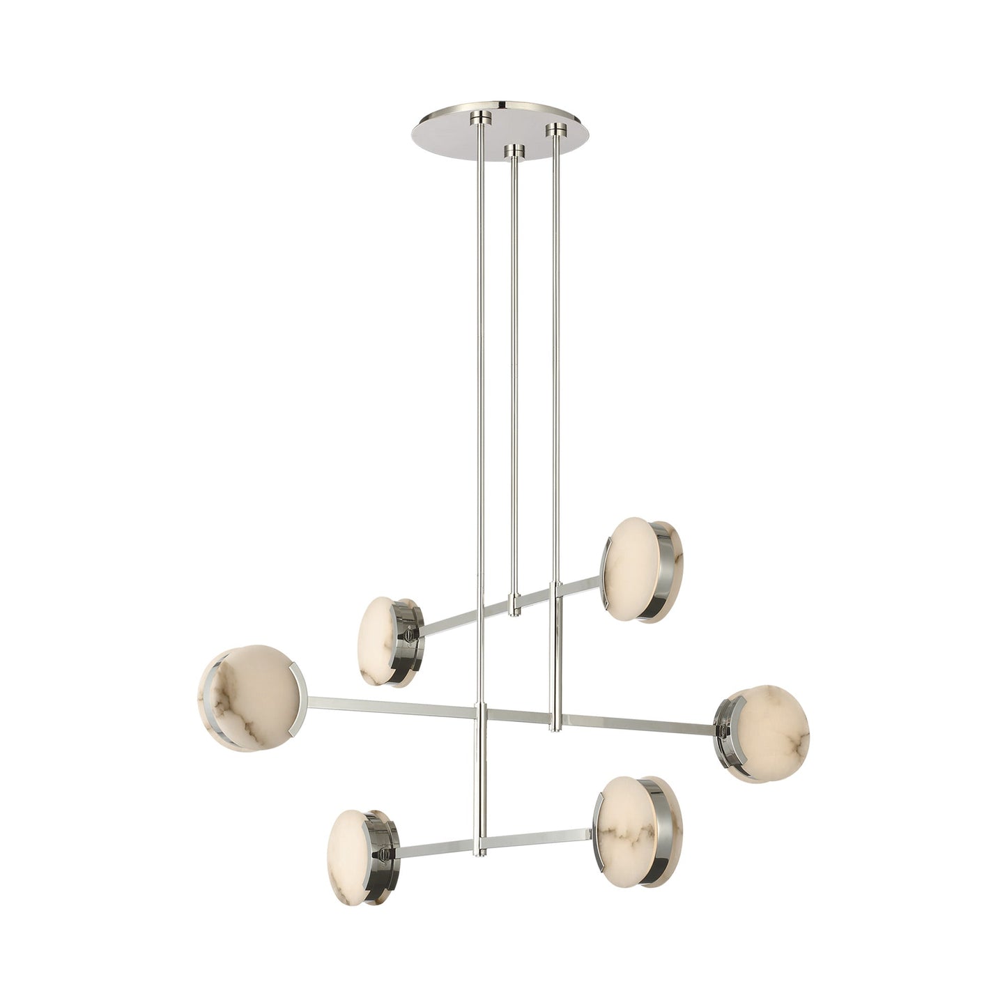 Melange LED Chandelier in Polished Nickel.