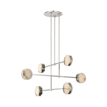 Melange LED Chandelier in Polished Nickel.