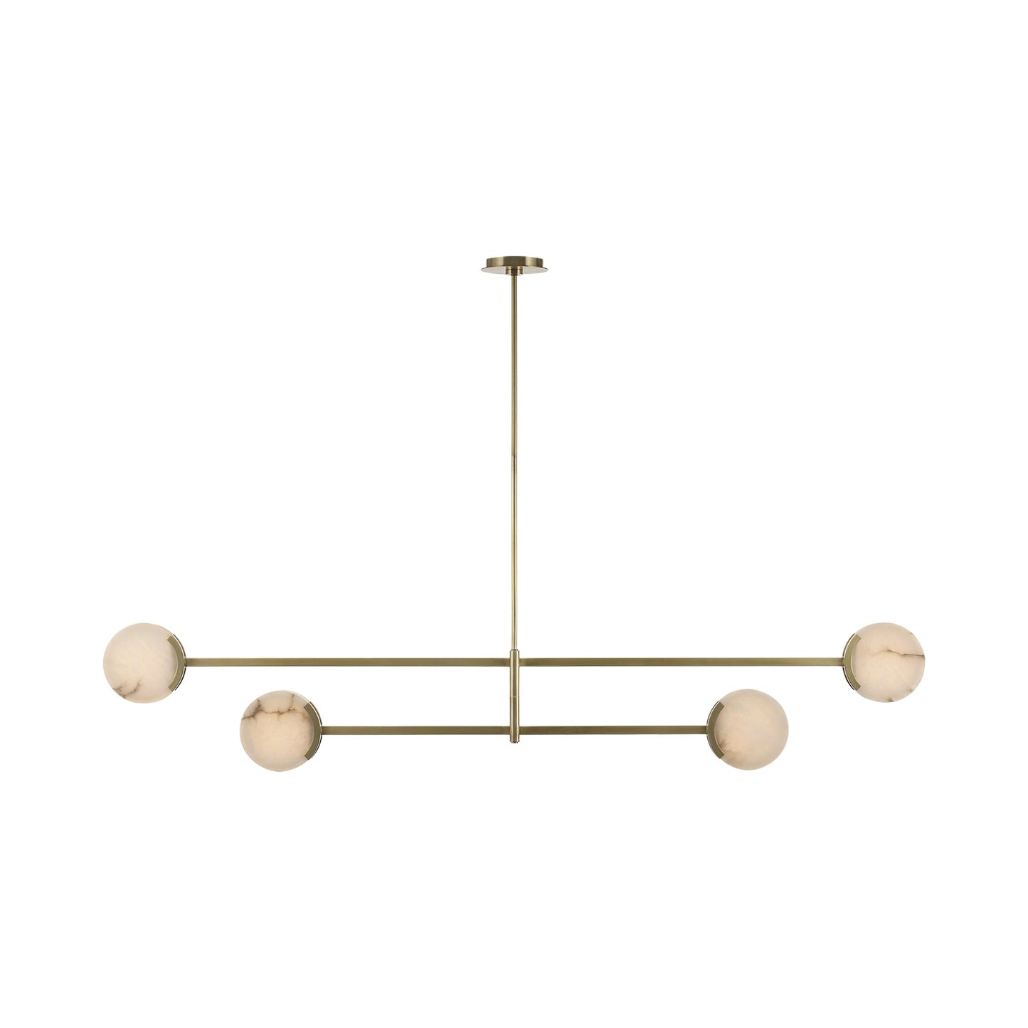 Melange LED Linear Multi-Positional Chandelier in Antique-Burnished Brass.