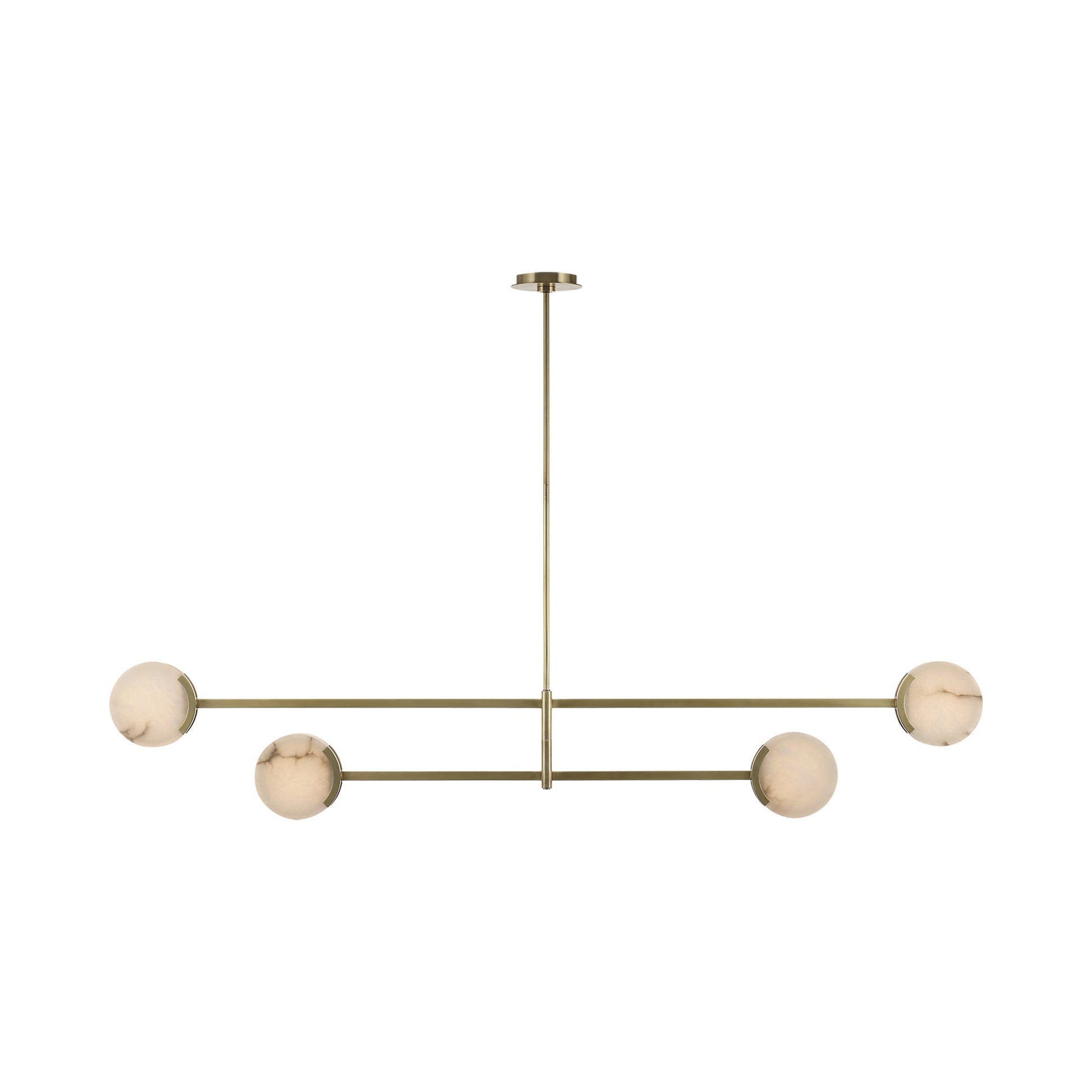 Melange LED Linear Multi-Positional Chandelier in Antique-Burnished Brass.