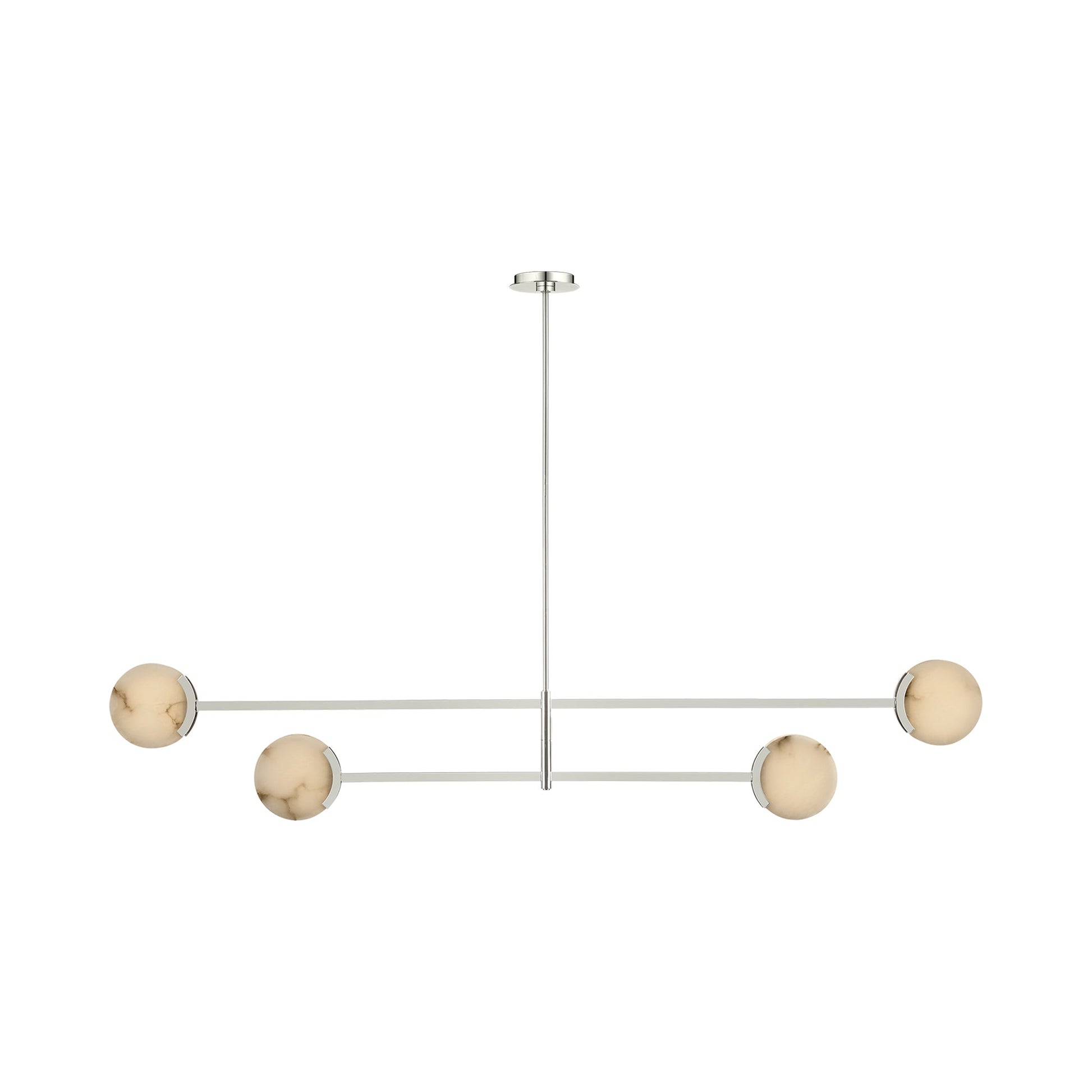 Melange LED Linear Multi-Positional Chandelier in Polished Nickel.