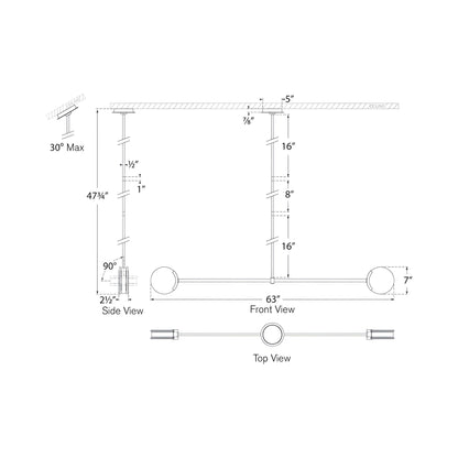 Melange LED Linear Pendant Light - line drawing.