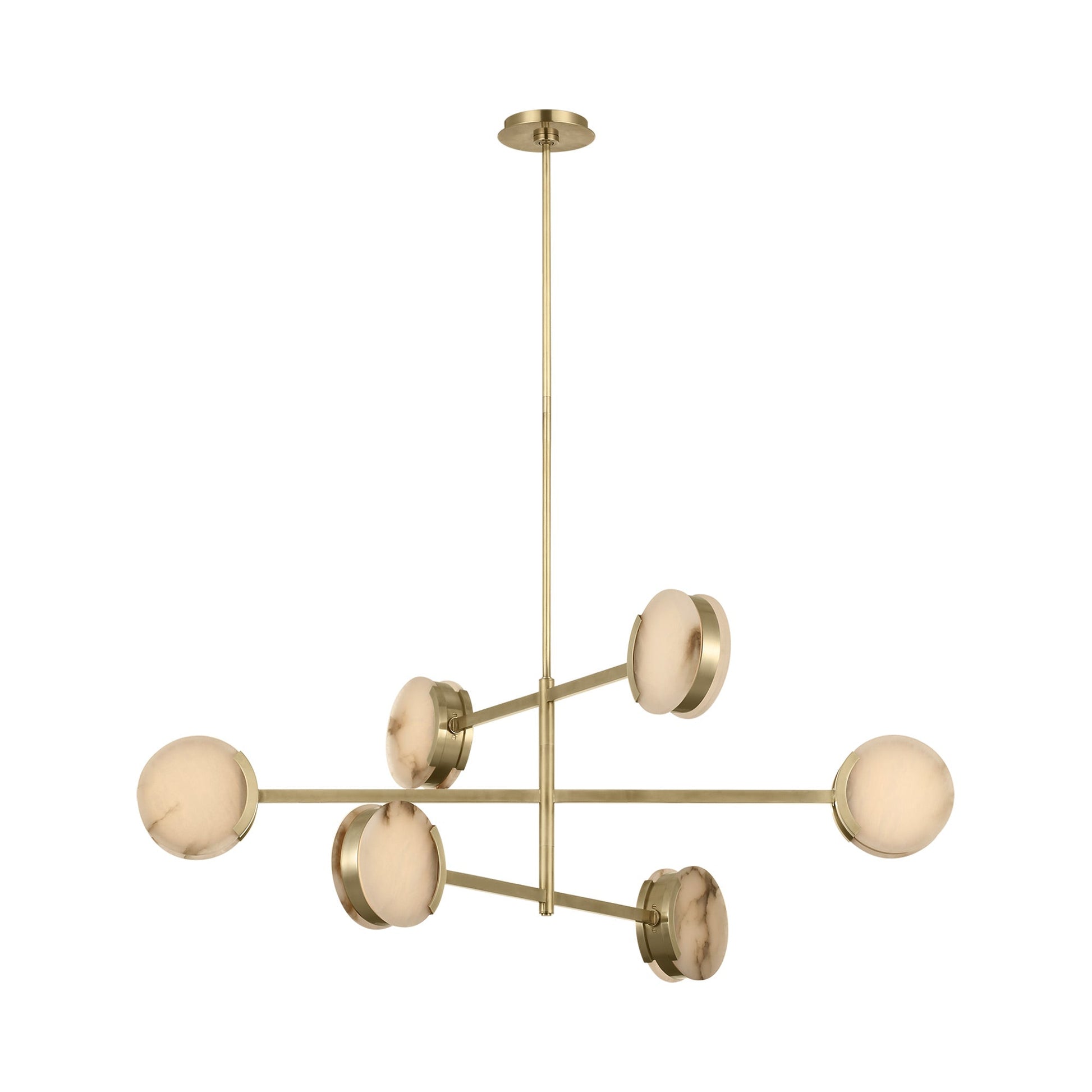 Melange LED Multi-Positional Chandelier in Antique-Burnished Brass.
