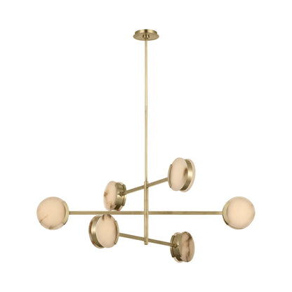 Melange LED Multi-Positional Chandelier in Antique-Burnished Brass.