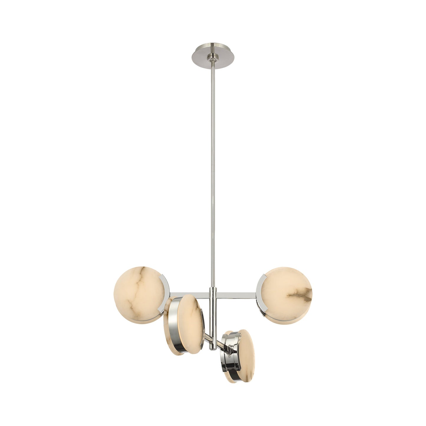 Melange LED Multi-Positional Semi-Flush Chandelier in Polished Nickel.