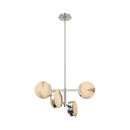 Melange LED Multi-Positional Semi-Flush Chandelier in Polished Nickel.