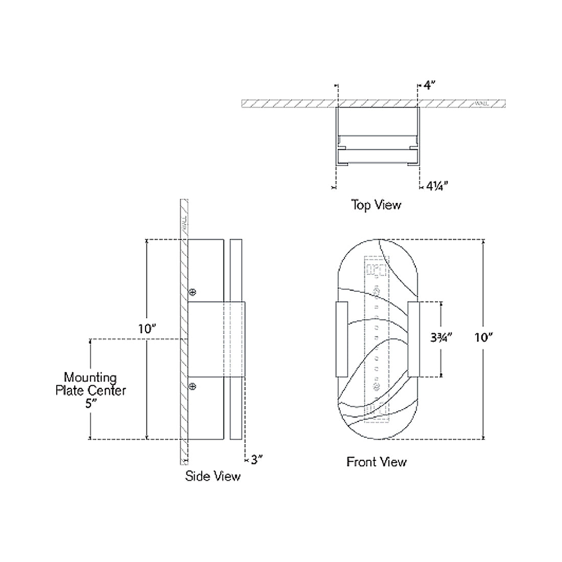 Melange LED Wall Light - line drawing.