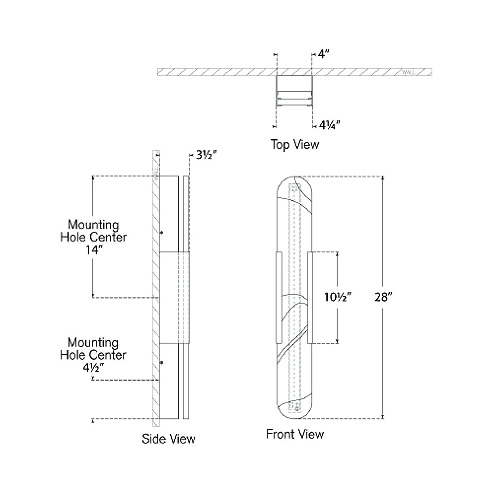 Melange LED Wall Light - line drawing.