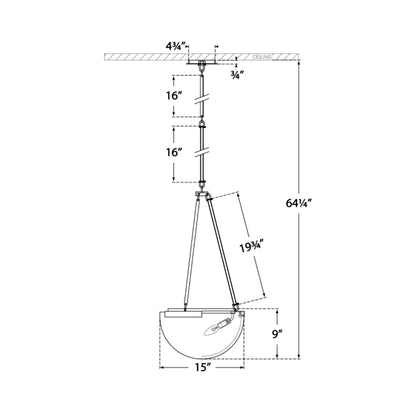 Melange Pendant Light - line drawing.