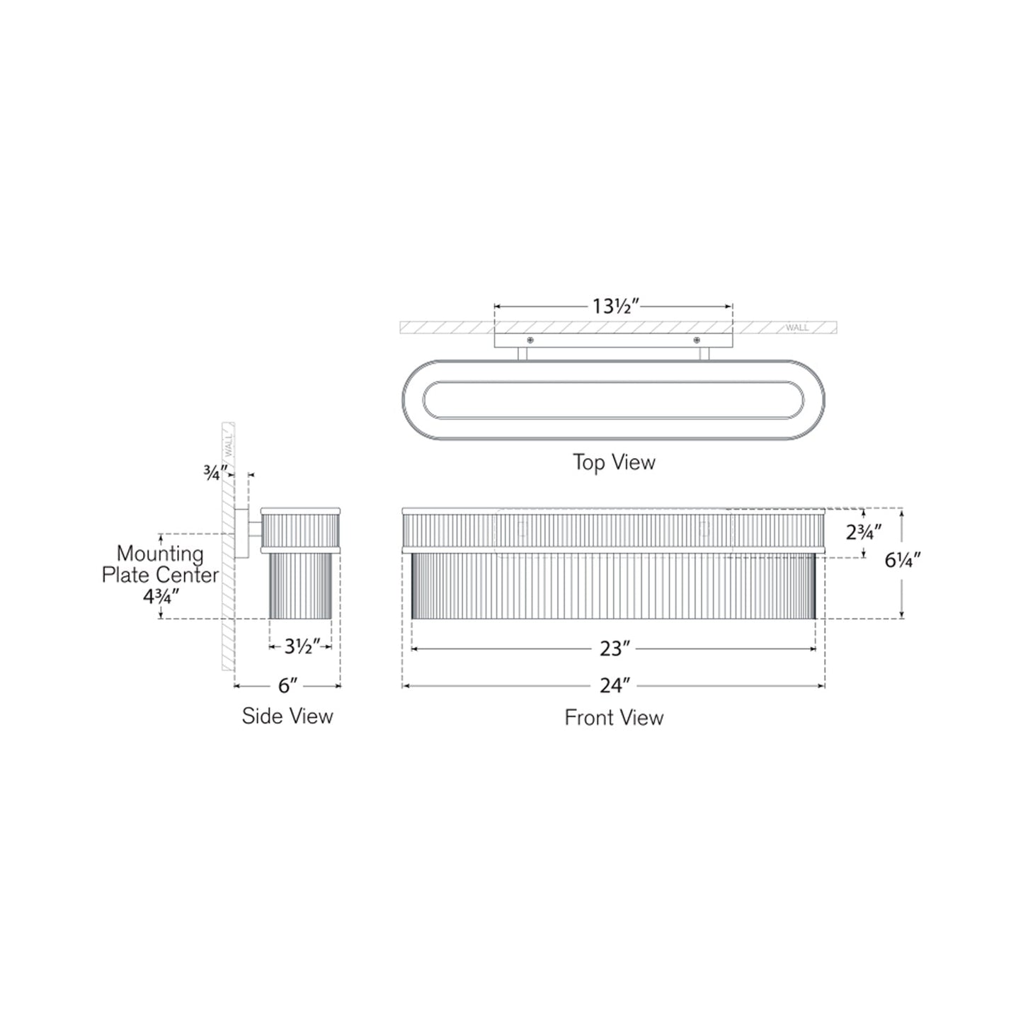 Menil LED Linear Bath Wall Light - line drawing.