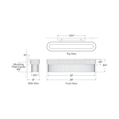 Menil LED Linear Bath Wall Light - line drawing.