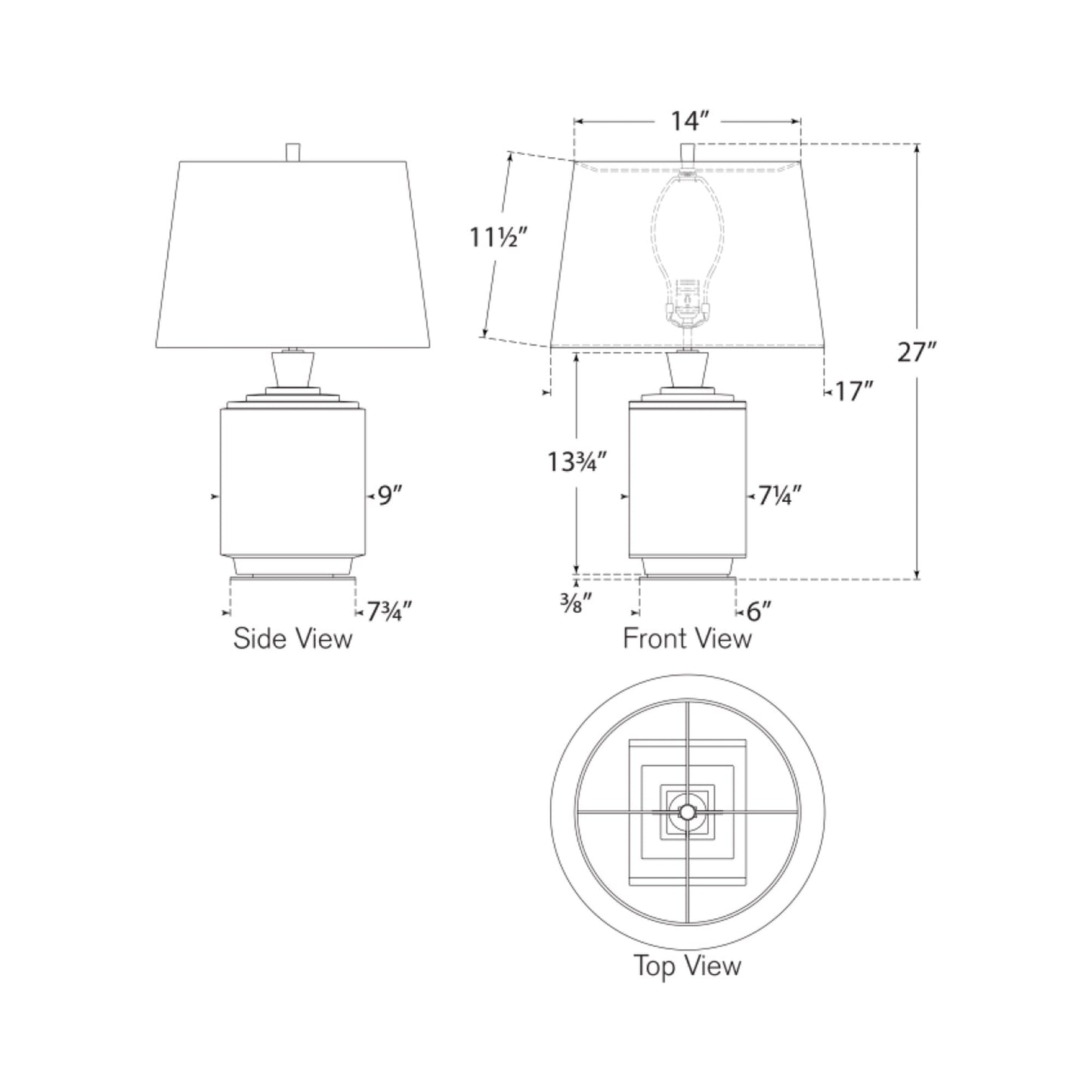 Meurice Table Lamp - line drawing.