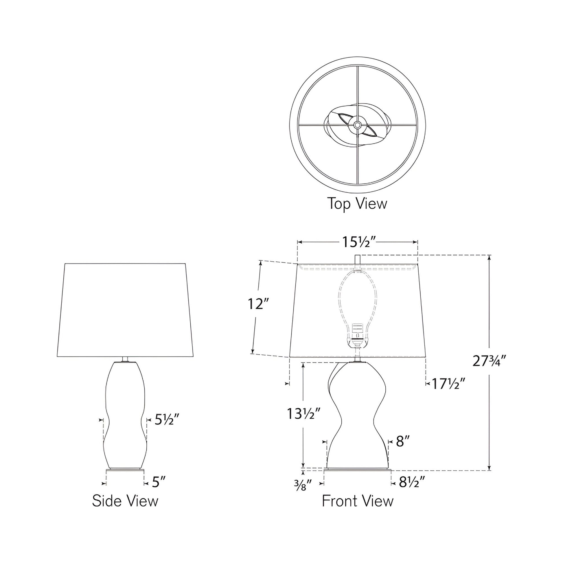 Misaki Table Lamp - line drawing.