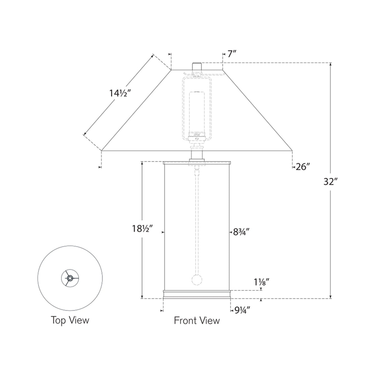 Modern LED Rechargeable Table Lamp - line drawing.