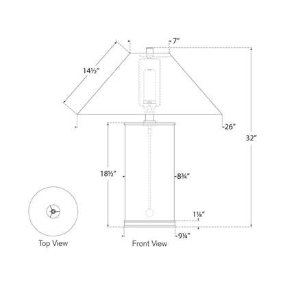 Modern LED Rechargeable Table Lamp - line drawing.