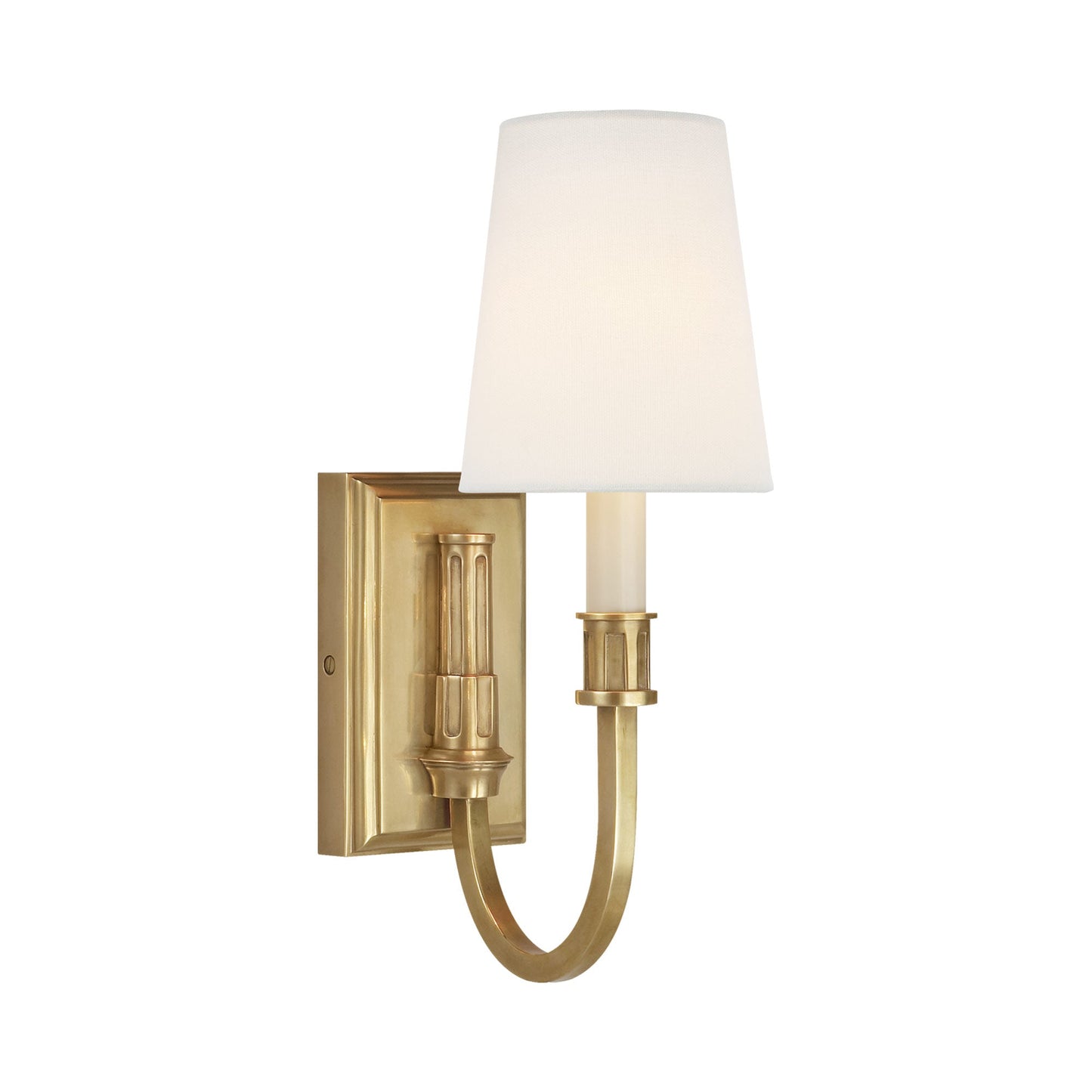 Modern Wall Light in Hand-Rubbed Antique Brass.