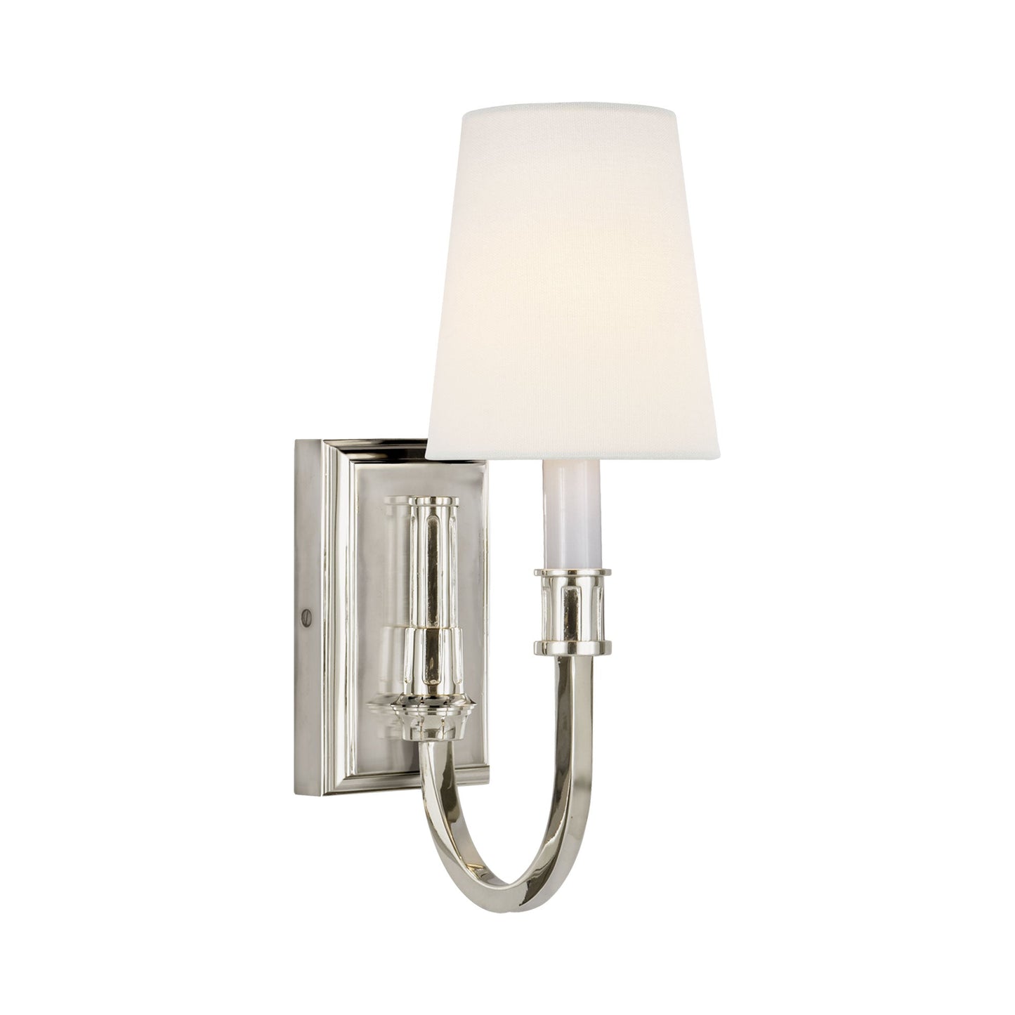 Modern Wall Light in Polished Nickel.