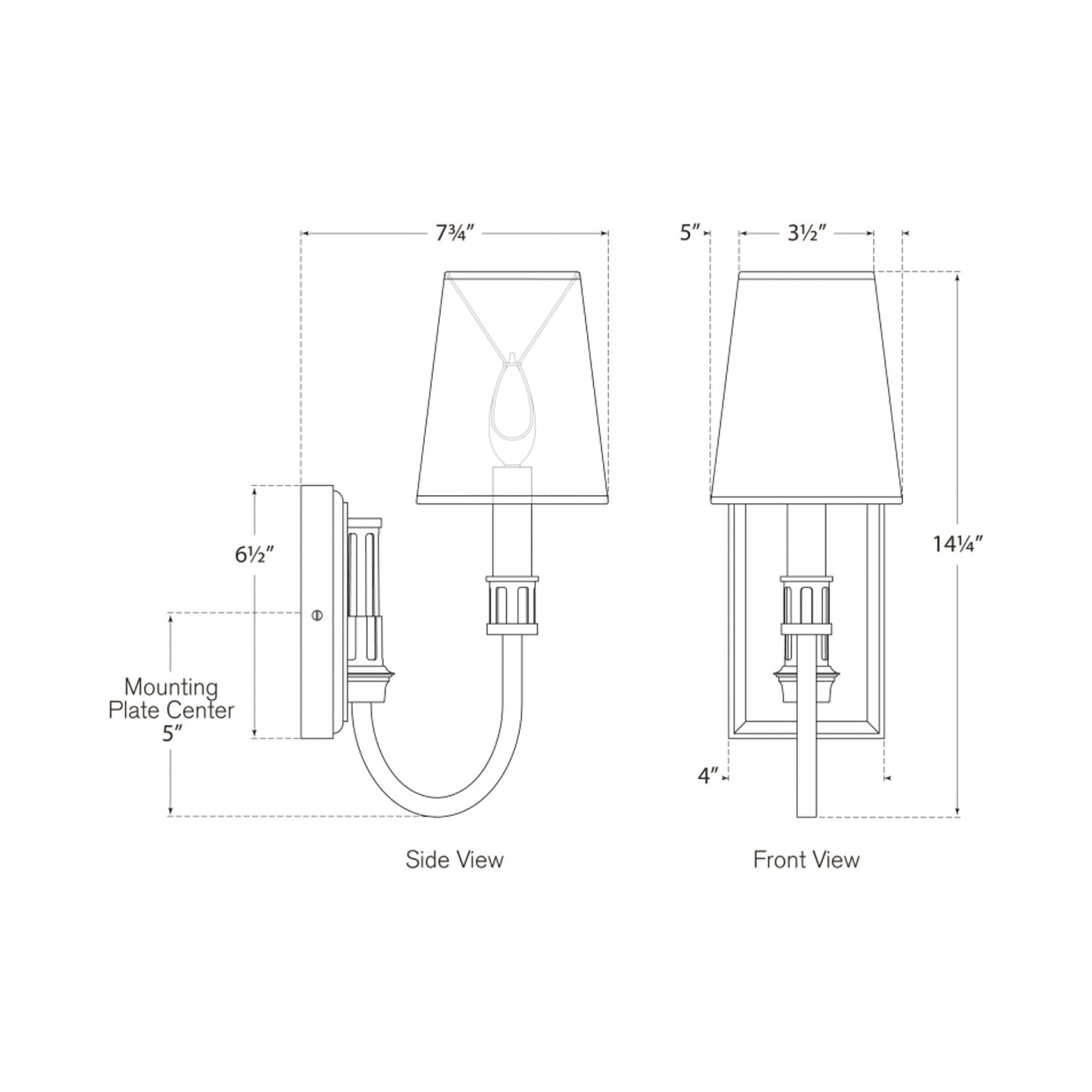 Modern Wall Light - line drawing.