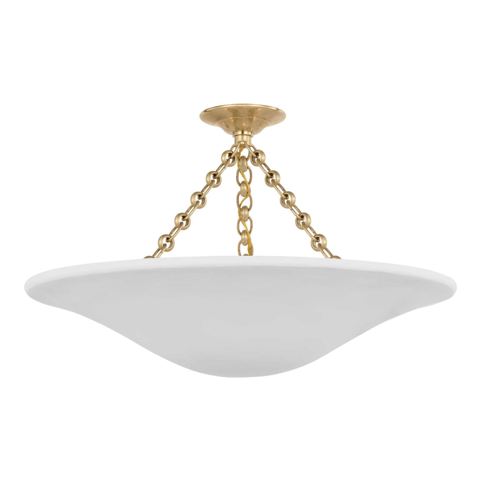 Mollino LED Semi Flush Mount Ceiling Light in Hand-Rubbed Antique Brass (Large).