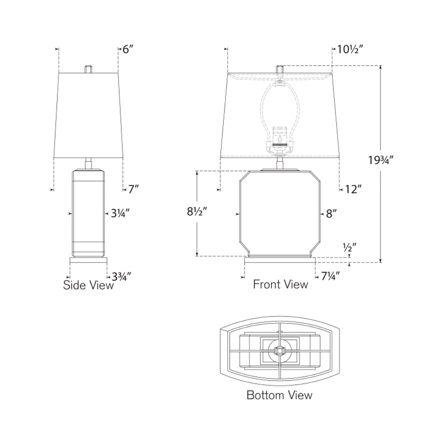 Monique Table Lamp - line drawing.