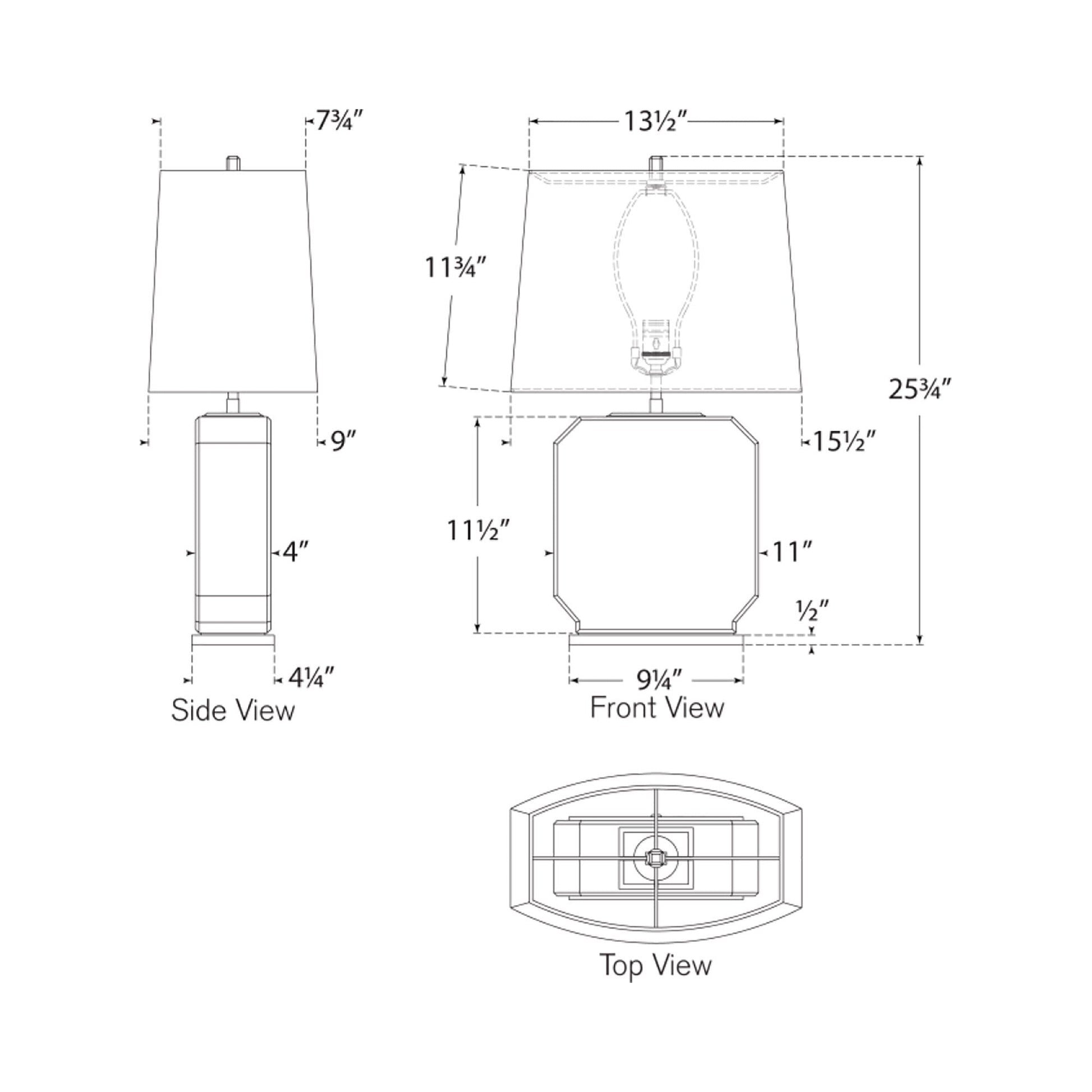 Monique Table Lamp - line drawing.