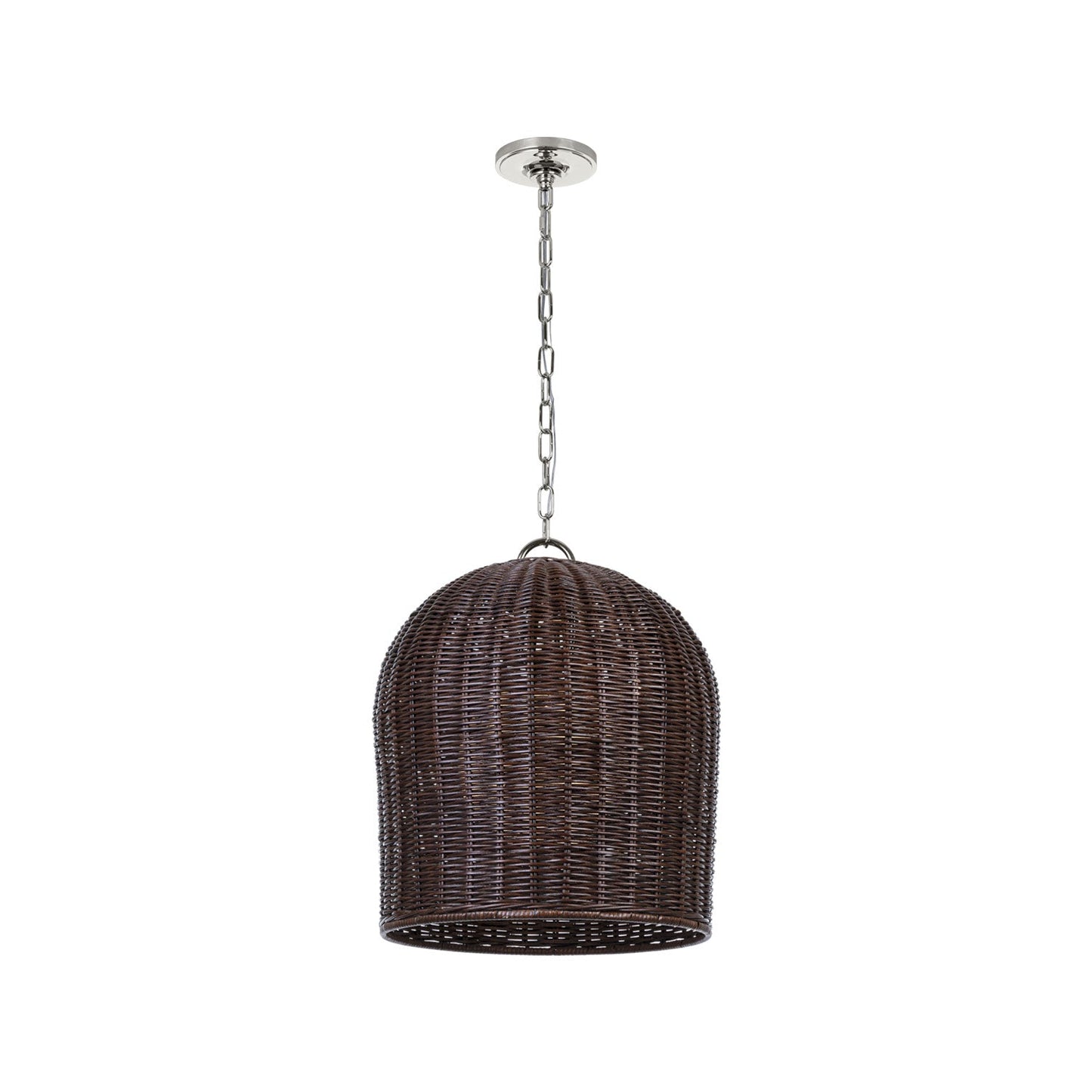 Nancy Pendant Light in Polished Nickel (18.75-Inch/Espresso Wicker Shade).