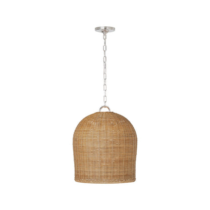 Nancy Pendant Light in Polished Nickel (18.75-Inch/Natural Wicker Shade).