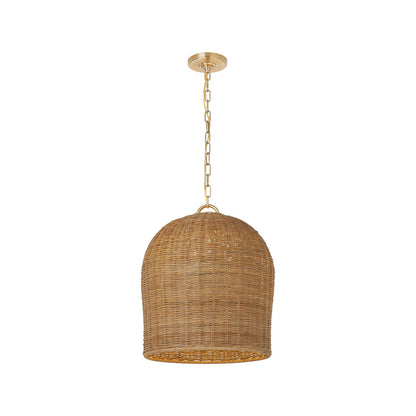 Nancy Pendant Light in Soft Brass (18.75-Inch/Natural Wicker Shade).