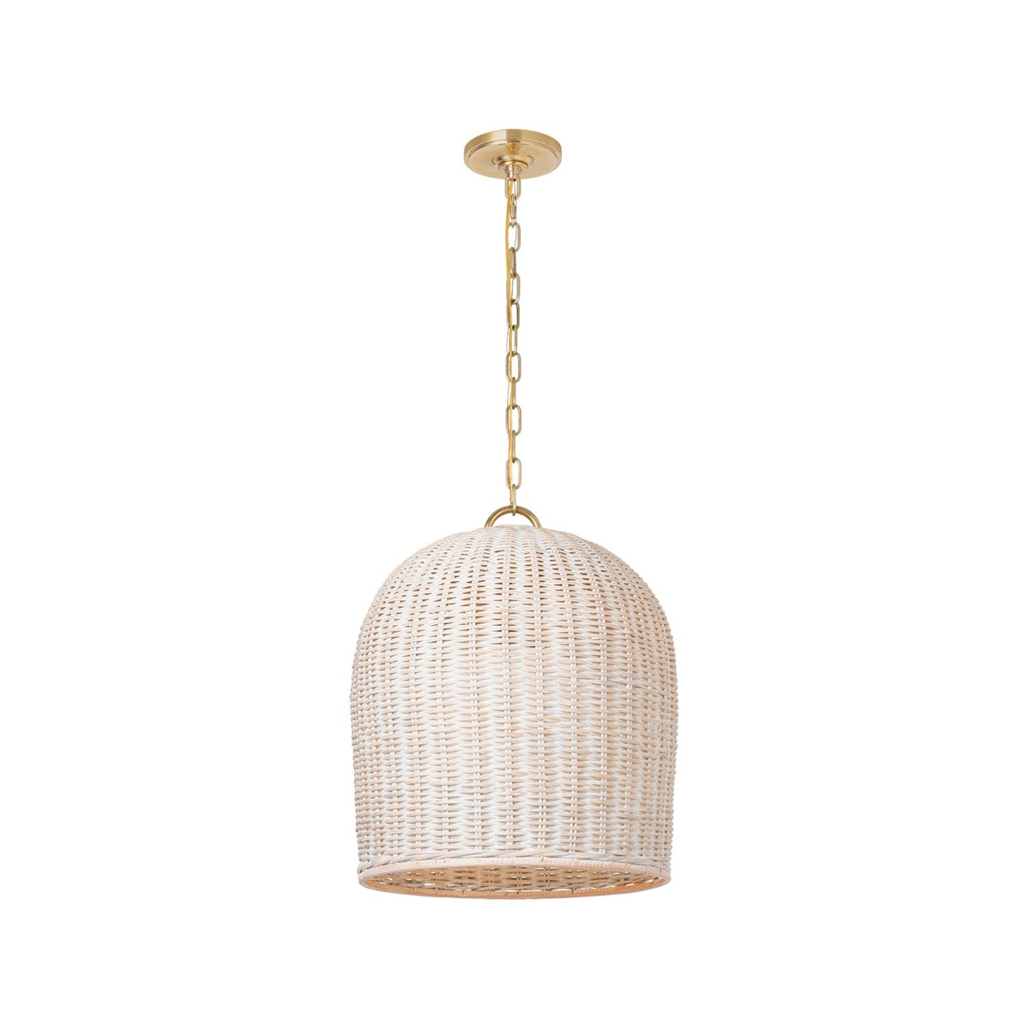 Nancy Pendant Light in Soft Brass (18.75-Inch/White Wicker Shade).