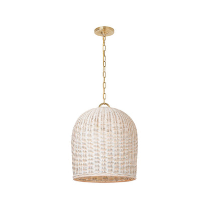 Nancy Pendant Light in Soft Brass (18.75-Inch/White Wicker Shade).