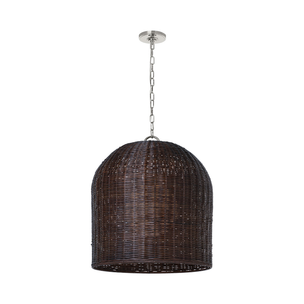 Nancy Pendant Light in Polished Nickel (25.25-Inch/Espresso Wicker Shade).