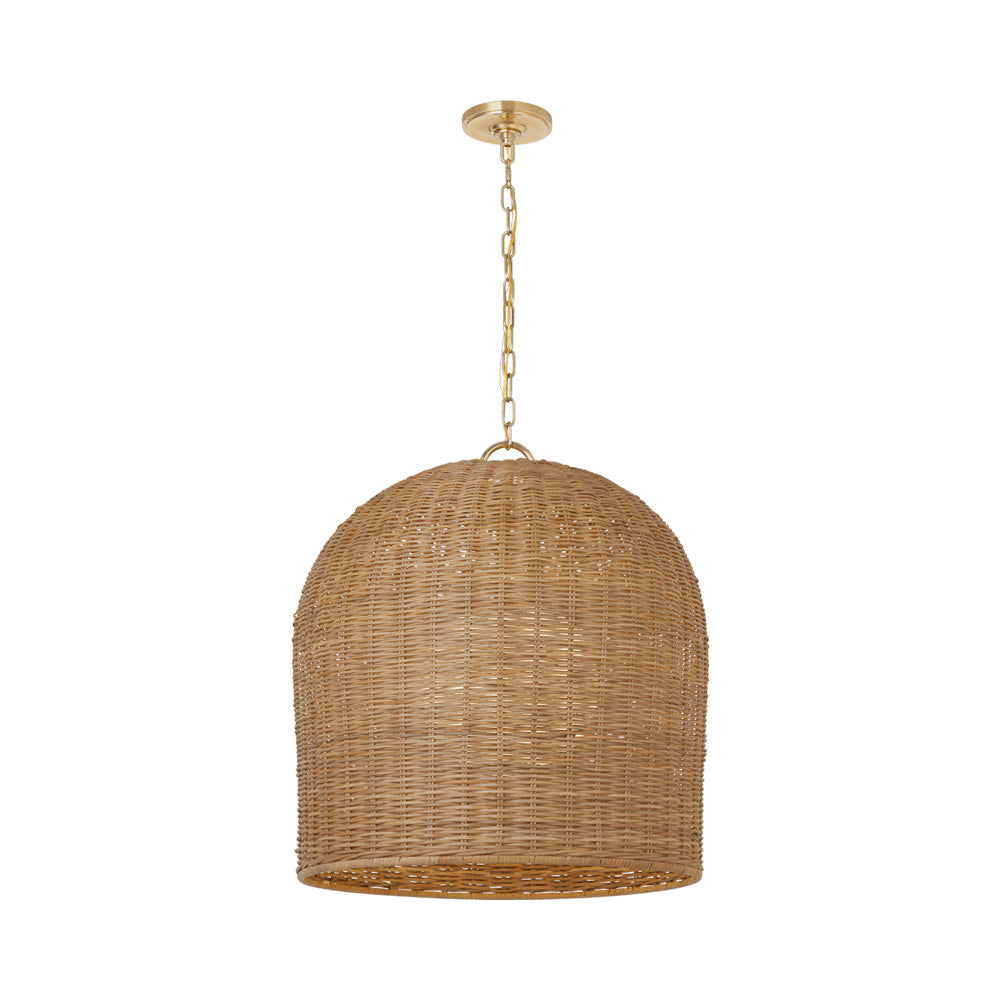 Nancy Pendant Light in Soft Brass (25.25-Inch/Natural Wicker Shade).