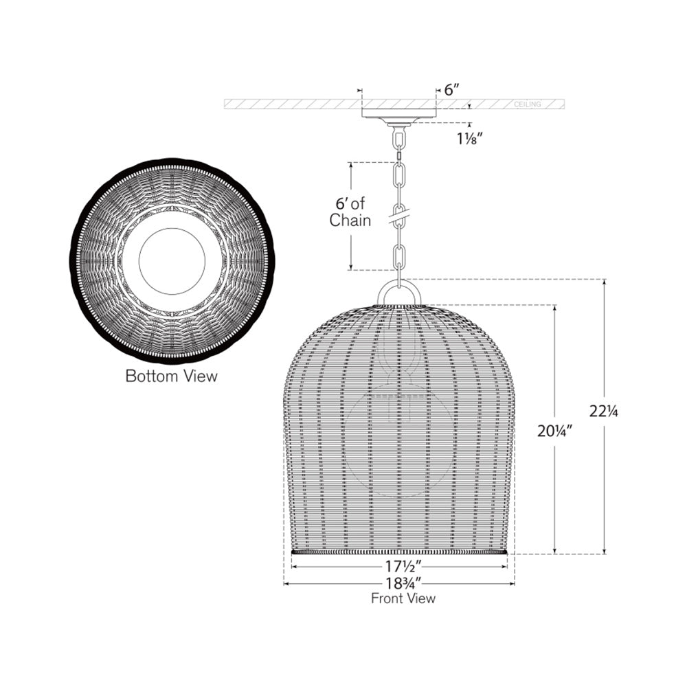 Nancy Pendant Light - line drawing.