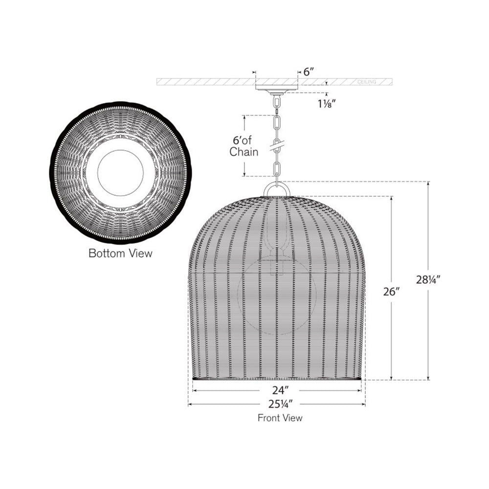 Nancy Pendant Light - line drawing.