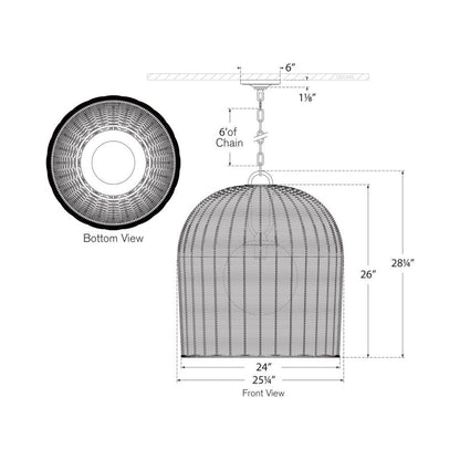 Nancy Pendant Light - line drawing.