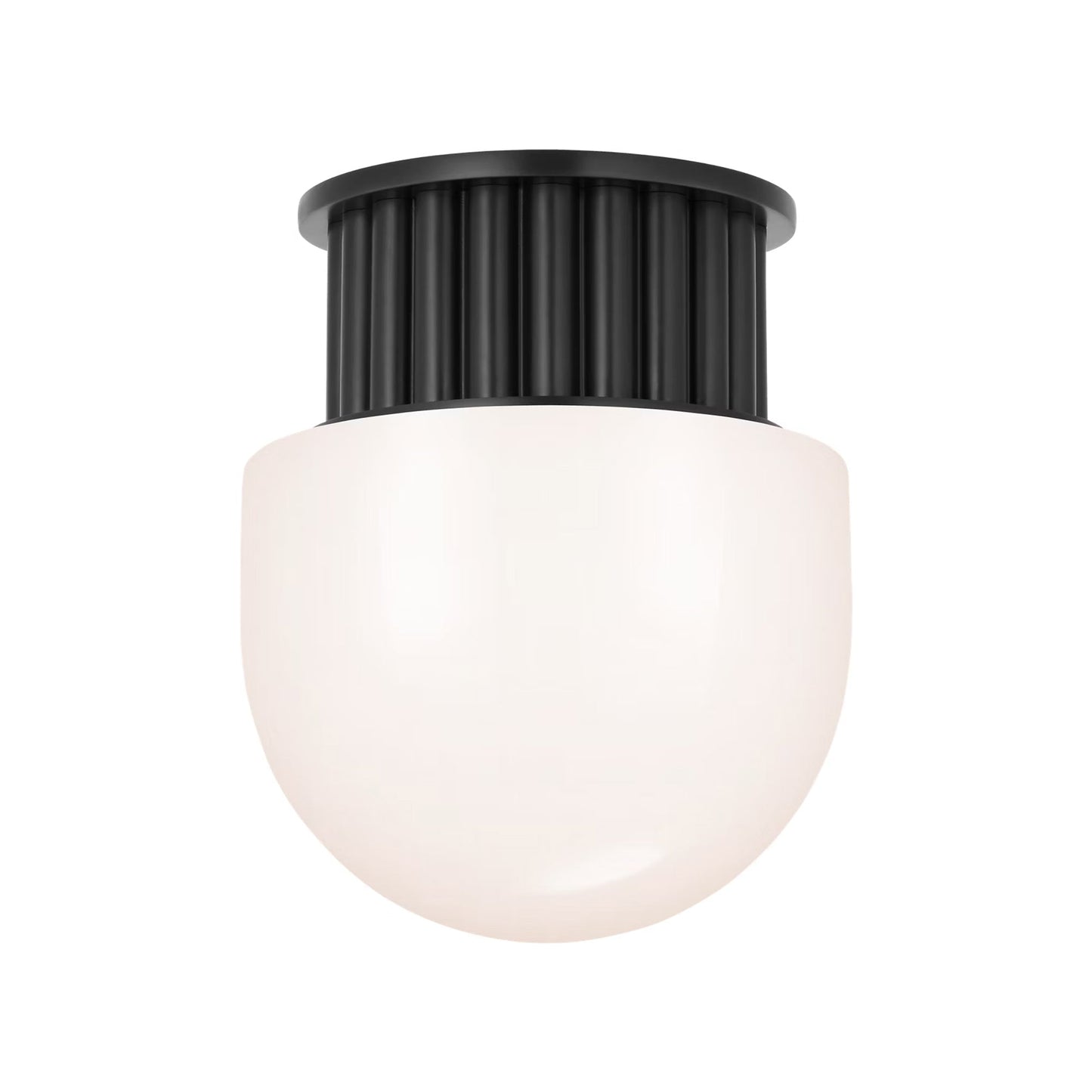 Nolan Flush Mount Ceiling Light in Bronze/White Glass (8-Inch).