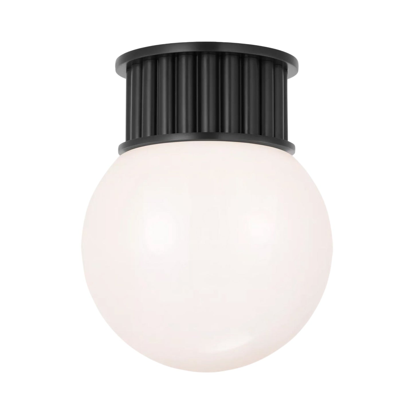 Nolan Flush Mount Ceiling Light in Bronze/White Glass (9-Inch).