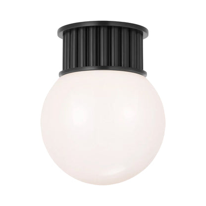 Nolan Flush Mount Ceiling Light in Bronze/White Glass (9-Inch).