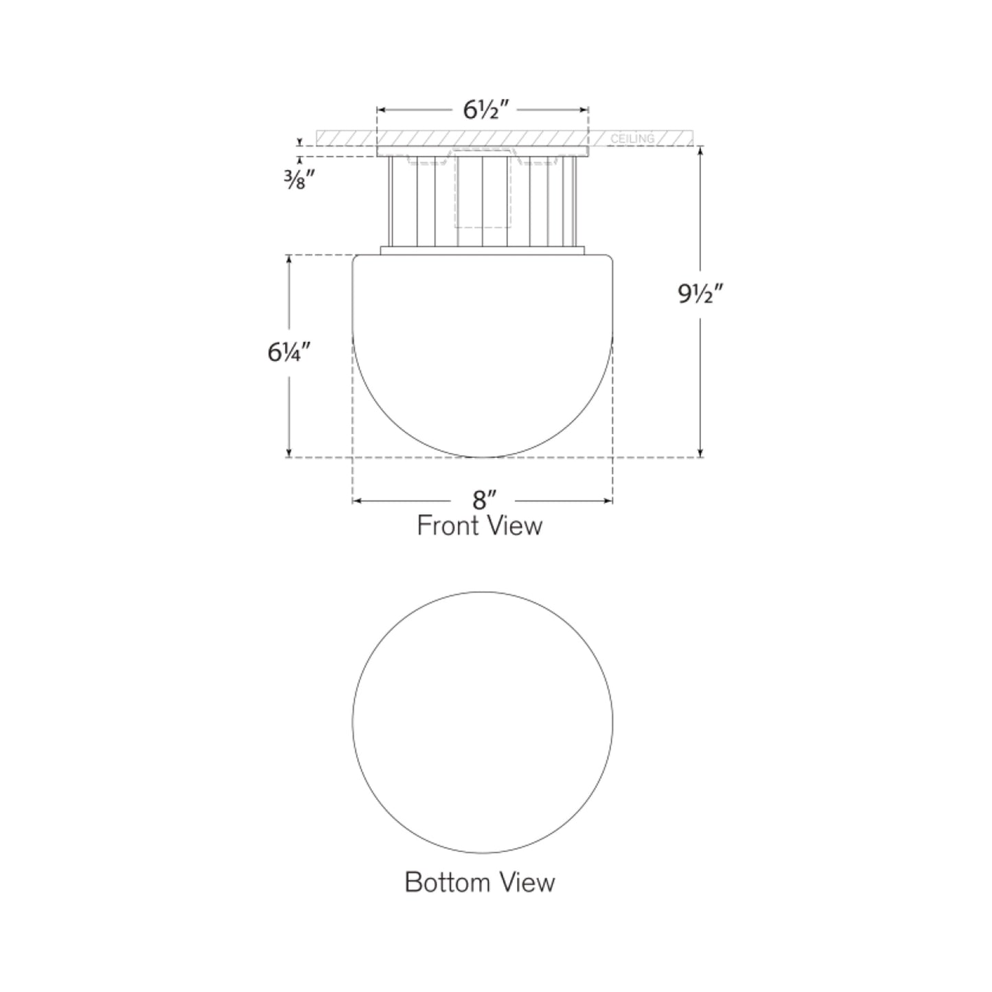 Nolan Flush Mount Ceiling Light - line drawing.