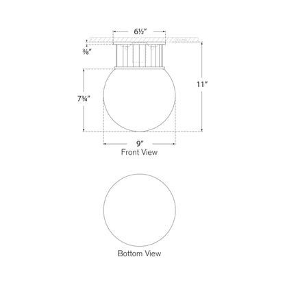 Nolan Flush Mount Ceiling Light - line drawing.