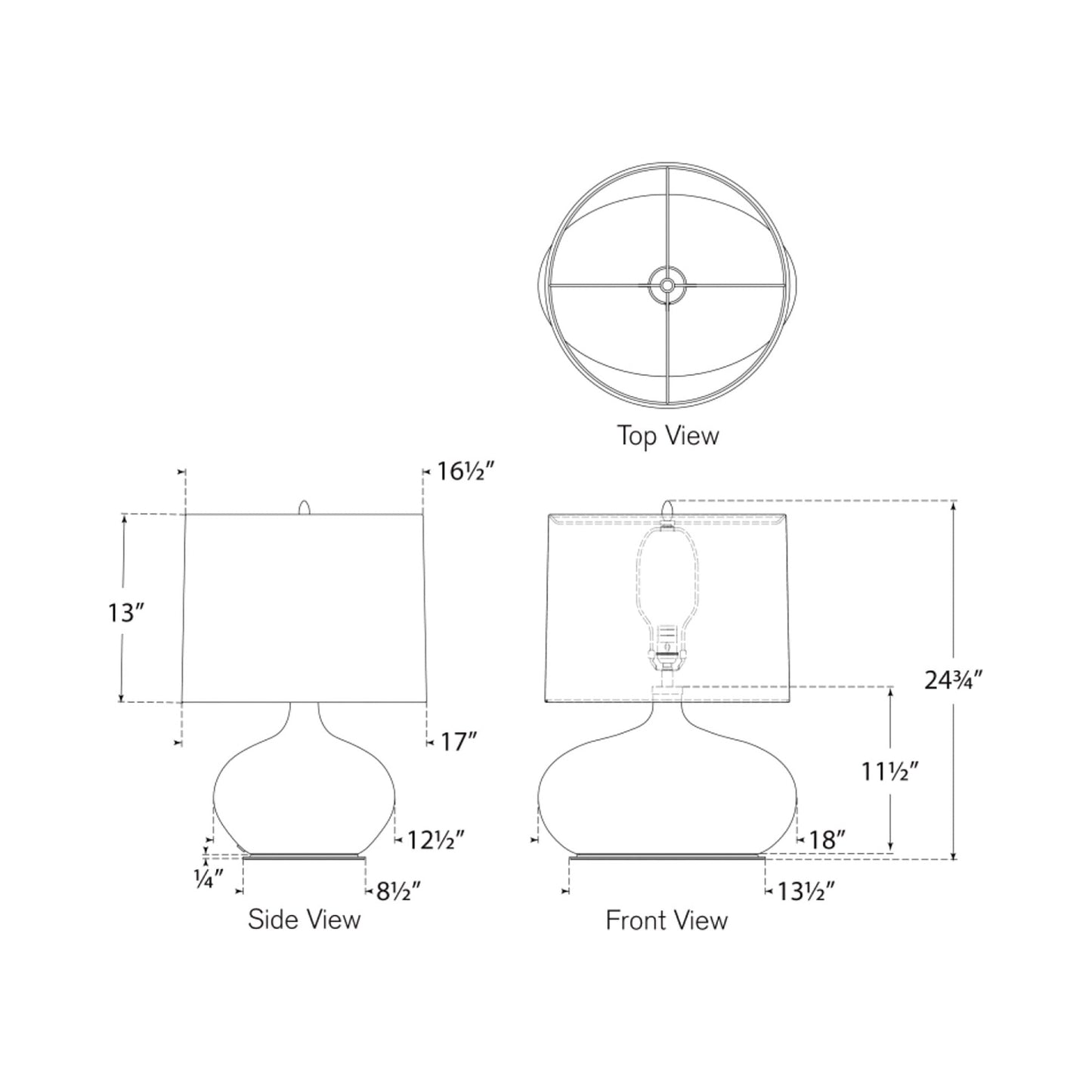 Olinda Table Lamp - line drawing.