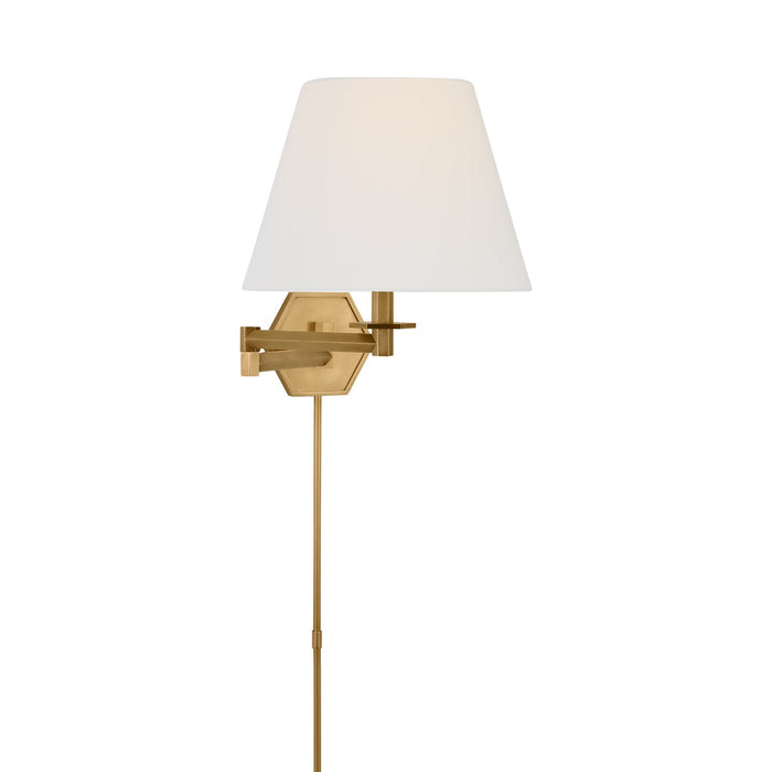 Olivier Swing Arm Wall Light in Hand-Rubbed Antique Brass.