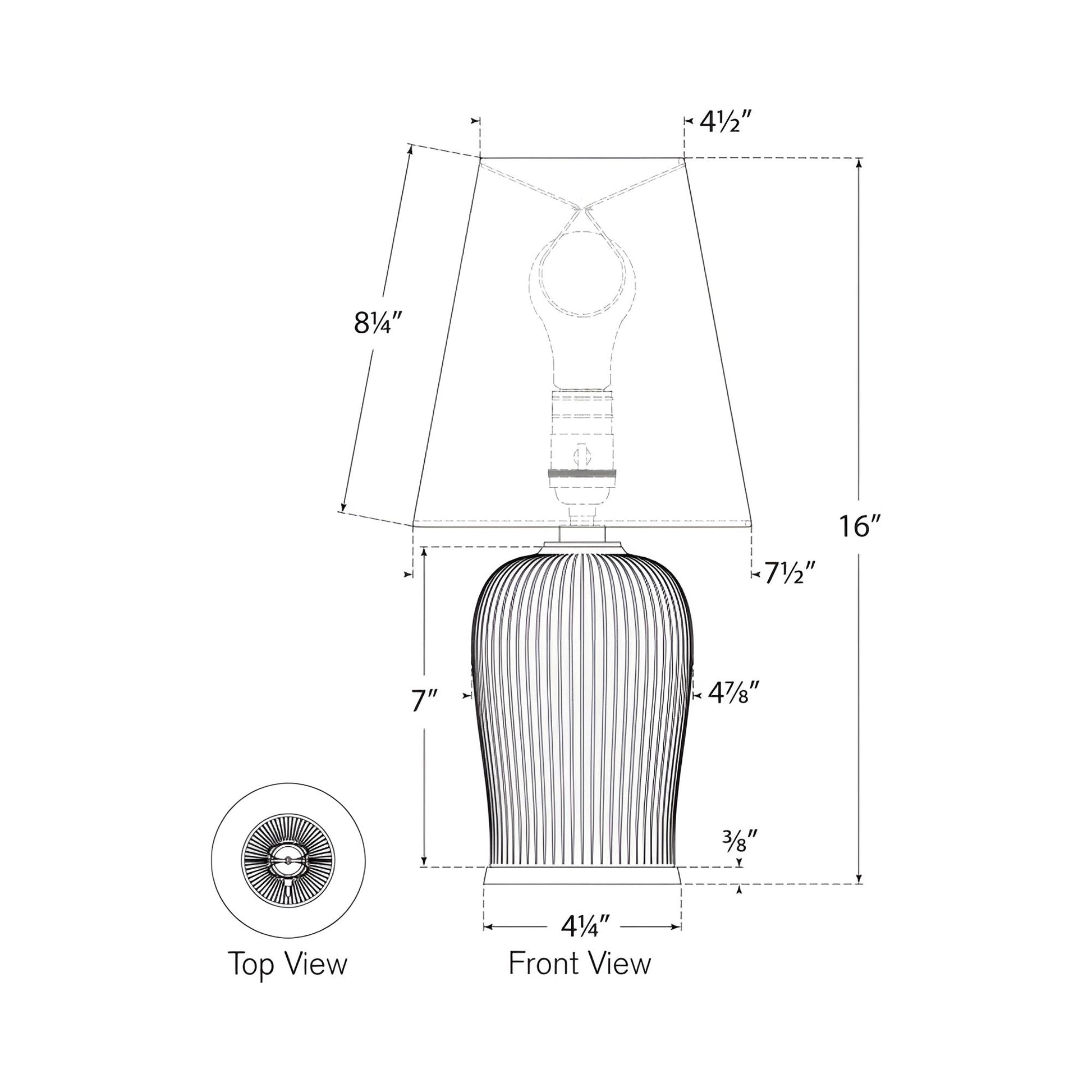 Opera Table Lamp - line drawing.