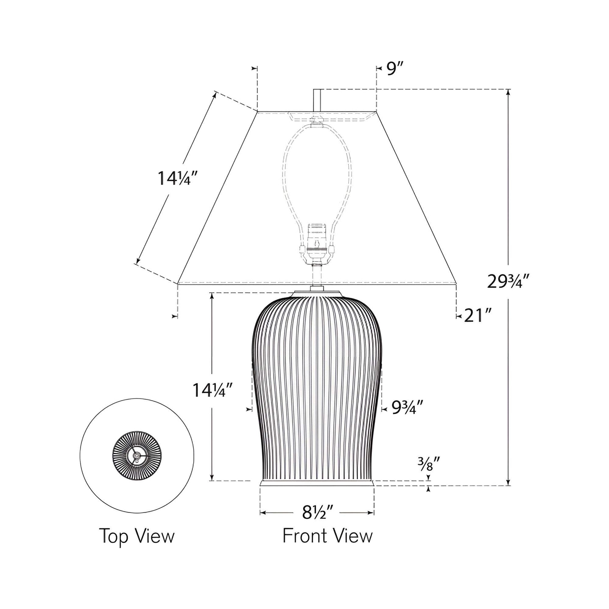 Opera Table Lamp - line drawing.