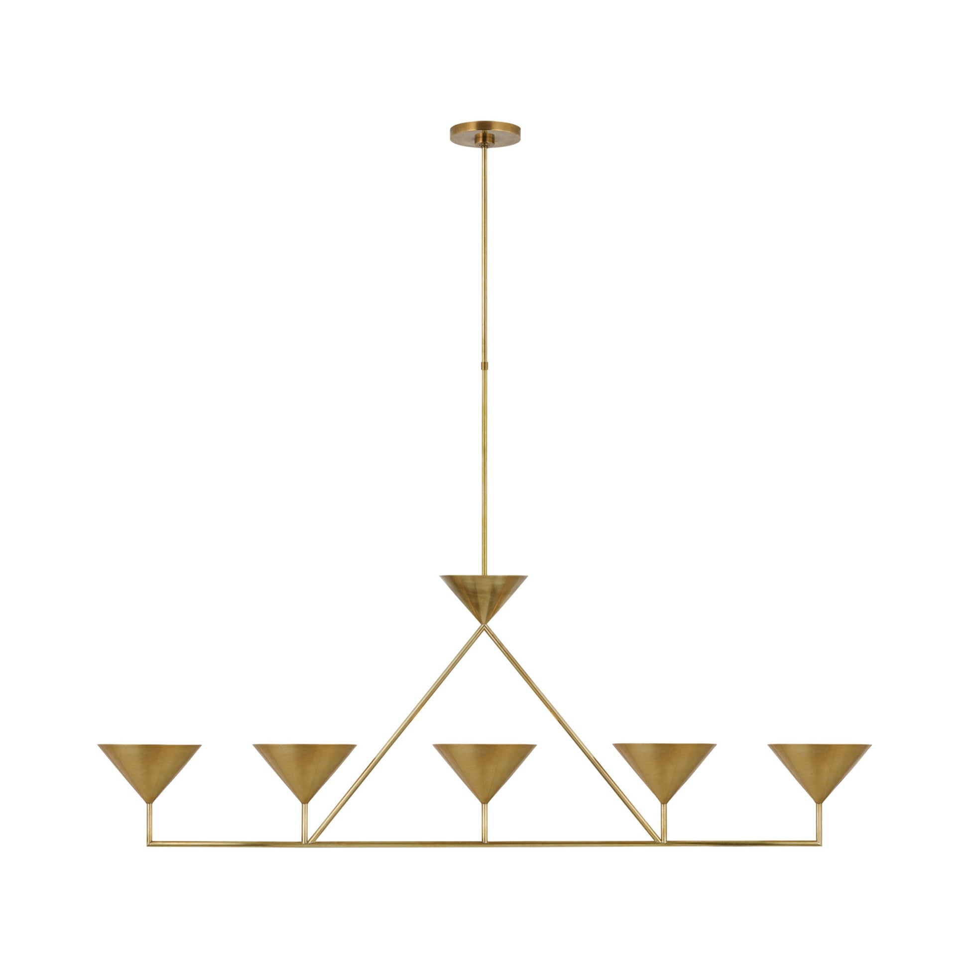 Orsay Linear Chandelier in Hand-Rubbed Antique Brass.