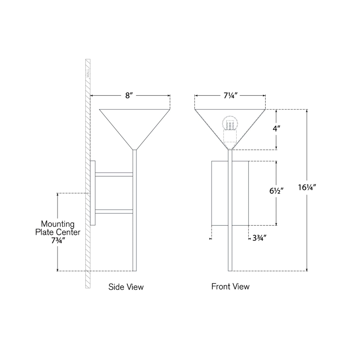 Orsay Uplight Wall Light - line drawing.