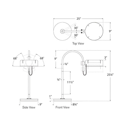 Oso Arc LED Table Lamp - line drawing.